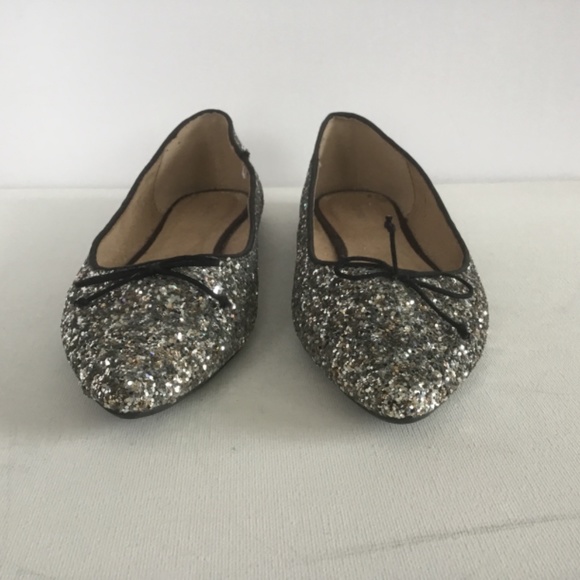 Old Navy Silver Glitter Bow-Tie Ballet Flat Shoes for Women 10 - Picture 2 of 6